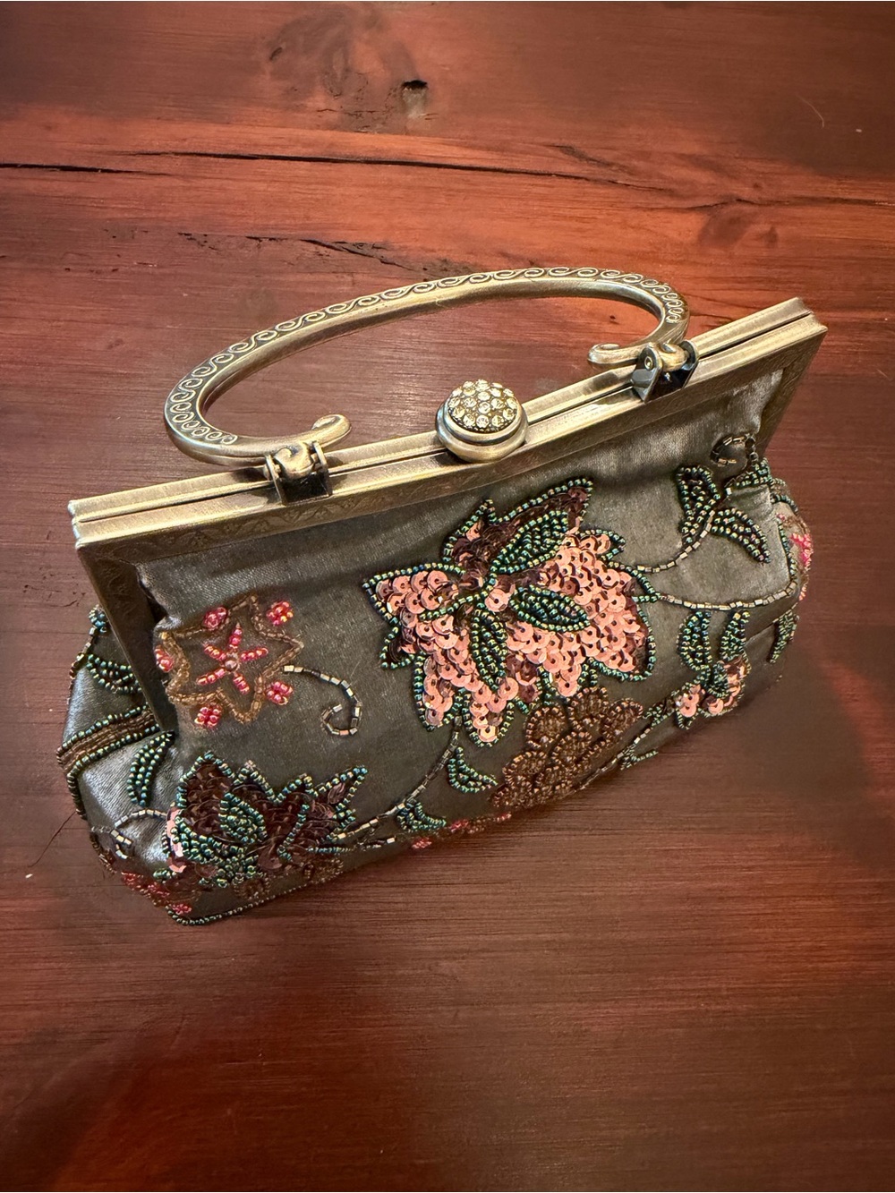 Vintage-Style Beaded & Sequined Evening Clutch/Shoulder Bag - Unbranded